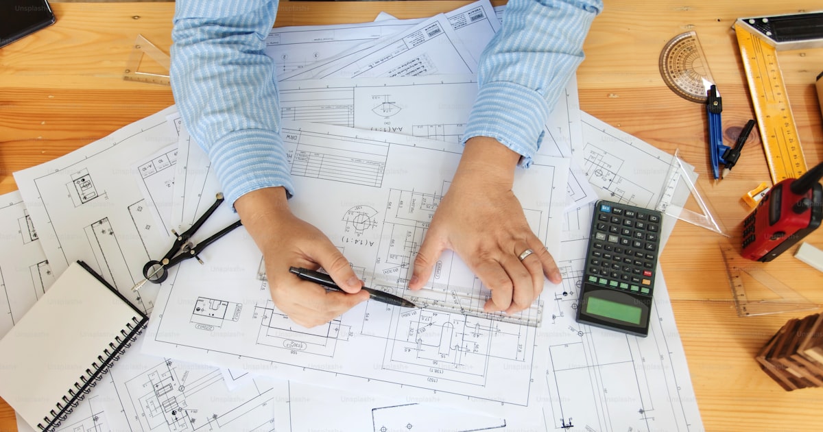 Engenheiro desenhando projeto de construção ilustrando como precificar projeto de engenharia