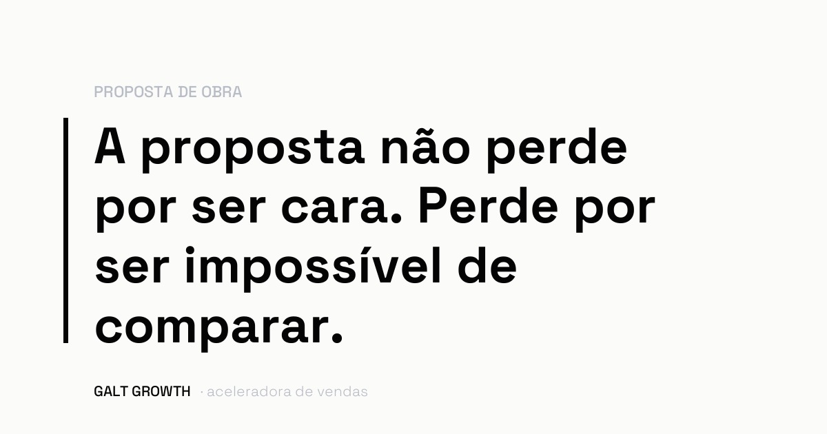 Capa do artigo: a proposta não perde por ser cara, perde por ser impossível de comparar