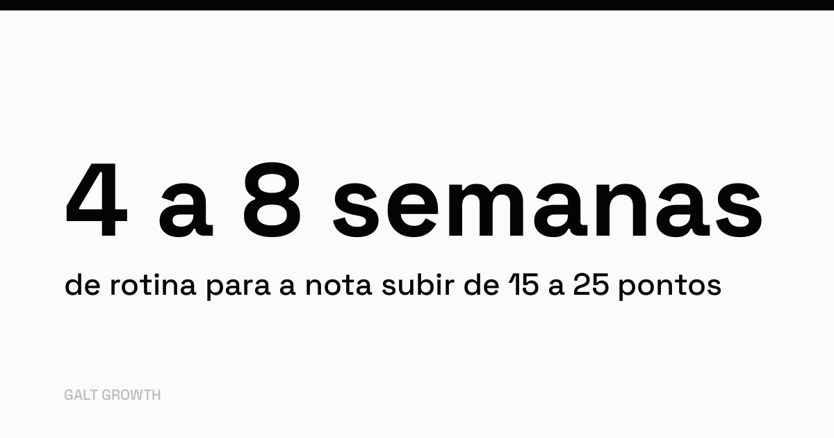 Cartão com o dado: de 4 a 8 semanas de rotina para a nota subir de 15 a 25 pontos